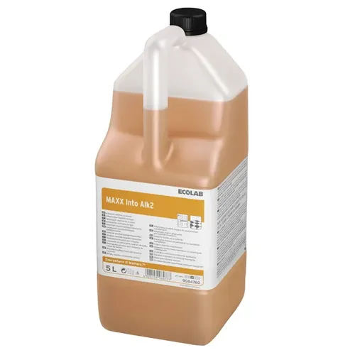 Ecolab Maxx Into Alk2 5 L Sanitärreiniger - Alkalischer Sanitärreiniger für säureempfindliche Oberflächen, löst effektiv Seifenreste und Hautfette, ökozertifiziert und farbkodiert für höhere Anwendersicherheit.