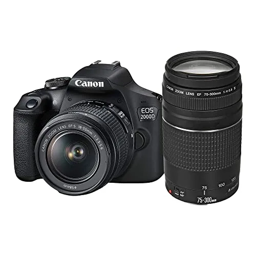 Canon EOS 2000D - 24,1 MP Spiegelreflexkamera mit 2 Objektiven, Full-HD Video und WiFi für beeindruckende Fotos und einfaches Teilen