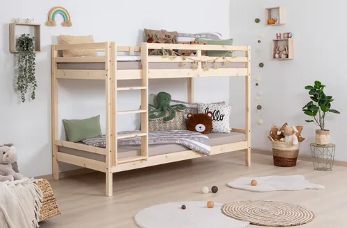 Ticaa Etagenbett René - Hochbett für Kinder, TOPSELLER in 2 Farben - Kinderzimmermöbel aus FSC® zertifiziertem Massivholz, mit Rundum-Absturzschutz und optionalem Schubkasten – sicherer Schlafplatz für Kids!