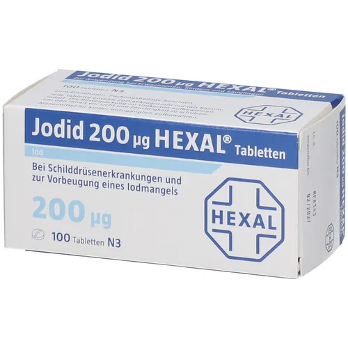 JODID 200 HEXAL Tabletten 100 St - Ernährung & Vitalität, 200 ?g Kaliumiodid pro Tablette zur Vorbeugung und Behandlung von Jodmangel, unterstützt die Schilddrüsenfunktion, ideal in Schwangerschaft und Stillzeit.