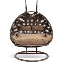 HOME DELUXE Hängesessel TWIN - Komplettset mit Gestell - Hängesessel aus wetterfestem Polyrattan, ideal zum Entspannen mit einer maximalen Belastbarkeit von 250 kg. Inklusive Sitzauflage und Montagezubehör für sofortigen Komfort.
