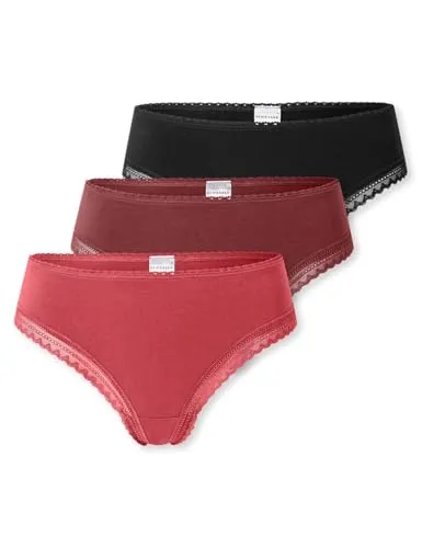 Schiesser Damen 3PACK Tanga String mit Spitze - Modern Multipacks