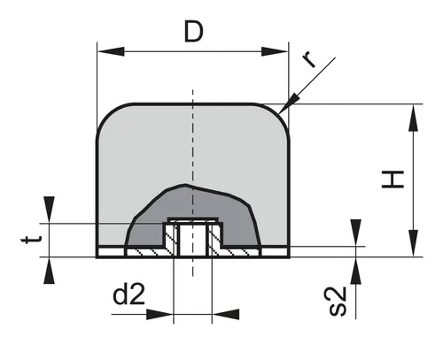Kran Gummi Puffer GP-1 IG D125 H140 M16 - Maschinenlagerung mit hoher Stoßdämpfung und Langlebigkeit, ideal für den Einsatz in anspruchsvollen Umgebungen.
