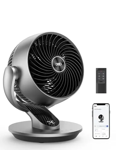 Dreo 28dB Leiser Smart Tischventilator - Tischventilatoren mit 21M Windentfernung und 5 Modi, ideal für ruhige und effiziente Luftzirkulation in Schlafzimmer oder Büro.