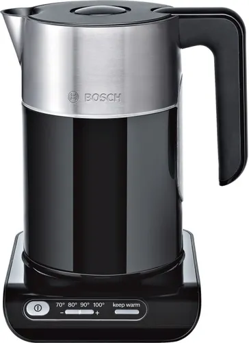 Bosch Styline TWK8613 Wasserkocher - 1.5 Liter, 2.4 kW, Schwarz - Wasserkocher mit 1.5 Litern Fassungsvermögen, schnelles Erhitzen dank 2.4 kW Leistung und elegantes Design in Schwarz.
