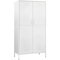 vidaXL Kleiderschrank Weiß 90x50x180 cm aus Stahl - Kleiderschrank mit 4 verstellbaren Einlegeböden und Kleiderstange, langlebig und leicht zu reinigen, ideal für eine stilvolle und organisierte Aufbewahrung in Ihrem Zuhause.
