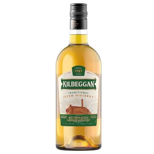 Kilbeggan Traditional Irish Whiskey 40% - Irischer Whiskey mit 40% Alkohol, nicht torfig und ideal für Kenner, perfekt zum Genießen oder Mixen.