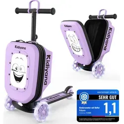 Kidiyana Scooter Koffer Lila mit LED-Rädern - Der Kidiyana Kinderroller begeistert mit klappbarem Design, höhenverstellbarem Lenker und leuchtenden LED-Rädern. Ideal für Kinder ab 2 Jahren, leicht zu transportieren und perfekt für jede Abenteuerfahrt!