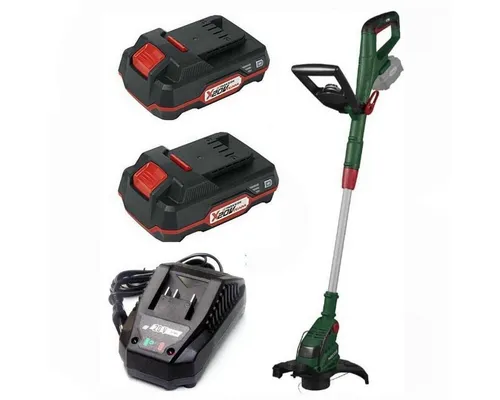Parkside Akku-Rasentrimmer PRTA 20-Li - Rasentrimmer & Motorsensen, inklusive 2 Akkus und Ladegerät für kabellosen Einsatz im Garten.