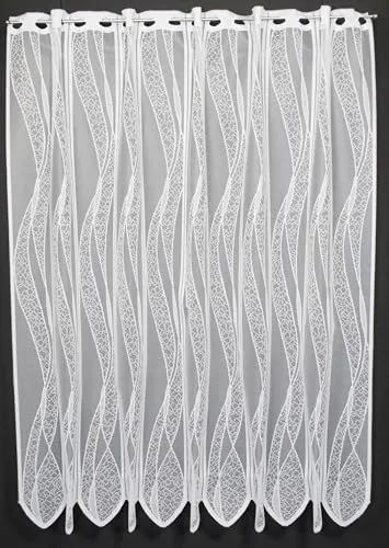 Gardinen Kranzusch Scheibengardine Welle 90x126,5 cm - Weiße Bistrogardine für Küche und Wohnzimmer - Moderne, luftige Bistrogardine in Weiß, ideal für jedes Zimmer. Praktisch konfektioniert, einfach aufhängen und genießen! Waschbar bei 30° für einfache Pflege.