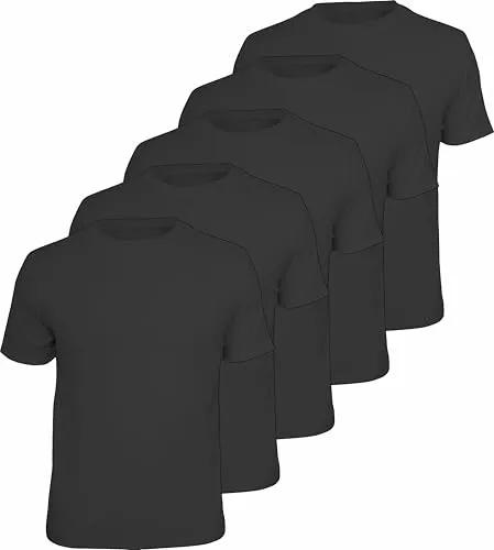 Arbeits-Worker Herren T-Shirts 5er Pack in Schwarz – schwere Qualität - Hochwertige Herren T-Shirts im 5er Pack aus 100% Baumwolle. Moderner Schnitt und hoher Tragekomfort. Ideal für Freizeit und Beruf. Entspricht dem ÖKO-TEX100 Standard.
