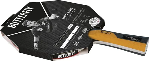 Butterfly Tischtennisschläger Timo Boll Carbon - Hochleistungs-Schläger für Profis - Tischtennisschläger für trainierte Spieler mit Wakaba Belag (2,0 mm) und Carbon Fleece für maximale Geschwindigkeit und Spin. Ideal für technisch versierte Vereinsspieler.