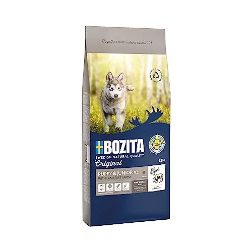 Bozita Dog Original Puppy&Junior XL 12kg - Hundefutter für Welpen und Junghunde größerer Rassen, angereichert mit natürlichen Antioxidantien und Superfoods wie Hagebutte und Heidelbeere, nachhaltig produziert mit 100% erneuerbarer Energie.