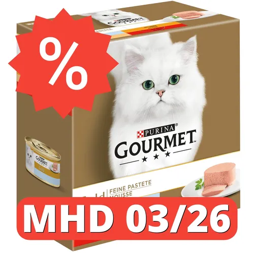 Gourmet Gold Feine Pastete Katzenfutter, Sorten-Mix 12er Pack - Dosenfutter für Katzen: Hochwertige, ausgewogene Pastete für ausgewachsene Katzen mit Rind, Thunfisch, Leber und Truthahn - ohne künstliche Zusatzstoffe.