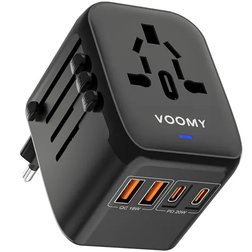 Voomy Reiseadapter Y26, Universeller Steckdosenadapter mit USB - Steckdosen & Zubehör - Kompatibel mit über 170 Ländern, bietet der Voomy Y26 schnelle USB-C-Ladefunktion für mehrere Geräte und sorgt für sicheren Betrieb weltweit.