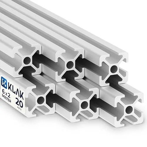 tktrading24 6x Alu Profil 20x20mm 2m - Set für Konstruktionen - Profile für vielseitige Konstruktionen, eloxiert und nichtrostend für langlebige Anwendungen.