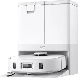 eufy X10 Pro Omni White T2351G21 - Intelligenter Staubsauger-Roboter - Staubsauger-Roboter mit automatischer Basisstation, die Staubbeutel leert und Wassertank auffüllt. Dank Lasernavigation und KI reinigt er effizient und erkennt Hindernisse.