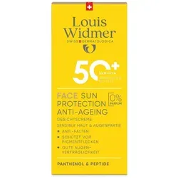 Louis Widmer Face Sun Protection Anti-Ageing 50 ohne Duftstoffe - Hochwirksame Sonnencreme für empfindliche Gesichtshaut, bietet hohen Lichtschutz und gezielte Pflege ohne Duftstoffe. Ideal für den täglichen Einsatz bei intensiver Sonneneinstrahlung.