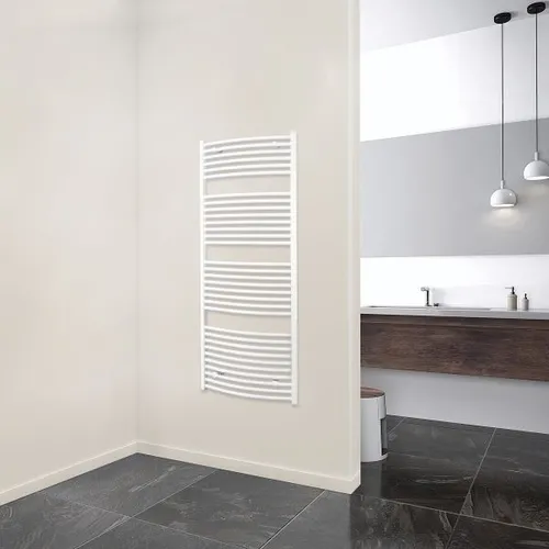 SCHULTE Badheizkörper Europa 695x500 mm - Heizkörper für Badezimmer, elegantes Design in Alpinweiß, sorgt für wohlige Wärme und trockene Handtücher mit einer Leistung von bis zu 297 W.
