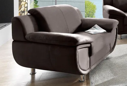 TRENDMANUFAKTUR Sessel Rondo, Breite 121 cm, breite Armlehnen, Füße chromfarben, Big-Sessel wahlweise mit Federkern, bequem