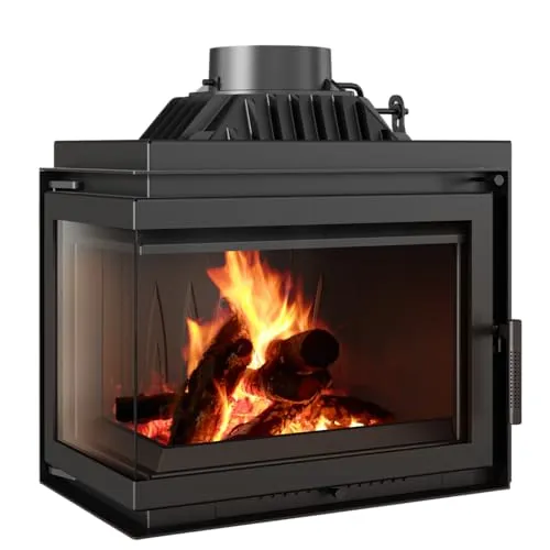 Kamineinsatz Gusseisen SIMPLE links 8 kW - Modernes Design mit beidseitiger Verglasung, hohe Energieeffizienz und einfache Reinigung für offene Räume