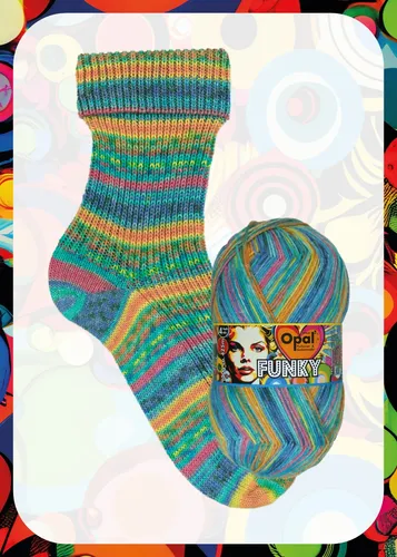Sockenwolle 4-fach Opal Funky Farbe 11580  tanzende Märchenschuhe