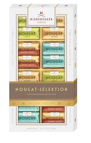 Niederegger Schokolade – Feine Nougat Happen 200g - Entdecken Sie die Niederegger Nougaterie mit 200g köstlichen Nougat Happen in vier edlen Sorten. Perfekt zum Teilen oder Verschenken – ein Genuss für echte Liebhaber feiner Confiserie!
