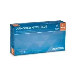 ARNOMED Nitril Blue Einmalhandschuhe, puderfrei, blau 351-L , 1 Packung = 100 Stück, Größe L