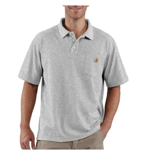 Herren Poloshirt WORK POCKET POLO S/S - heather grey, Größe M - Herren-Shirts mit flecken-abweisendem Material, ideal für Bauarbeiter. Original Passform LOOSE FIT und praktische Brusttasche.