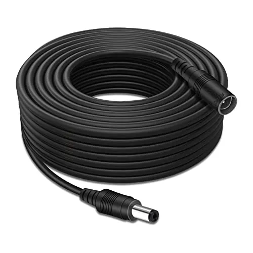 Tonton 5Meter Strom Verlängerungskabel Anschlusskabel DC 5.5 mm x 2.1 mm DC/Gleichstrom 15ft Verbinderkabel DC Verteiler Männlich zu Weiblich für Netzteil/Überwachungskamera usw. 5M(Schwarz)