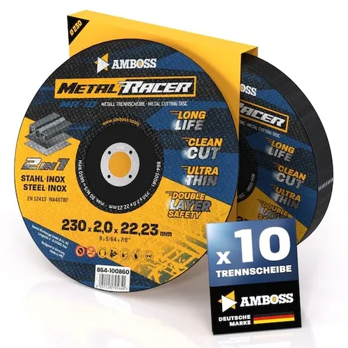 Metall-Trennscheibe Metal Racer Ø 230mm - 10x - Trennscheiben für Stahl & Edelstahl, ultra-dünn für präzise Schnitte, lange Standzeit und hohe Sicherheit durch doppelte Glasfaserstruktur.