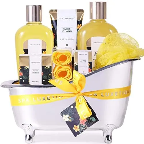 Geschenksets für Frauen-Spa Luxetique Muttertagsgeschenk,8pcs Tahiti Insel Badesets mit ätherischem Öl,Verwöhnen Geschenke für Frauen,Mama,Geburtstagsgeschenke für Sie,Weihnachtsgeschenke