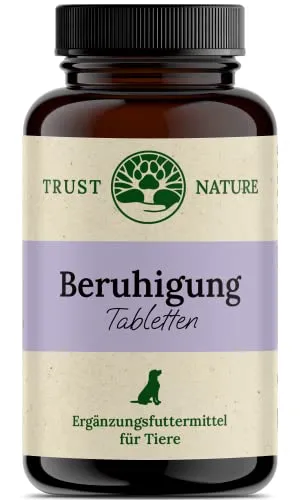 Trust Nature | Beruhigungsmittel für Hunde | gegen Angst, Stress, Anspannung, Bellen & aggressives Verhalten | Baldrian, Hopfen, Melisse, Passionsblume | 120 Beruhigungstabletten