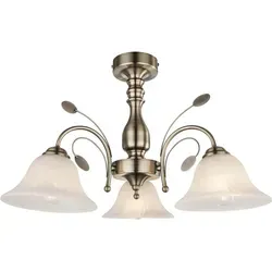 Globo Lighting Deckenleuchte Metall altmessing mit Glas, Ø 60 cm - Elegante Deckenleuchte in altmessing mit drei Armen und weißem Glas im Alabaster-Look. Ideal für stimmungsvolle Akzente in jedem Raum. Fassung E27 für individuelle Leuchtmittelwahl.