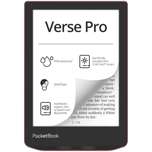 PocketBook Verse Pro Passion Red - E-Book-Reader mit hochwertigem Display, ideal für ungestörtes Lesen unterwegs