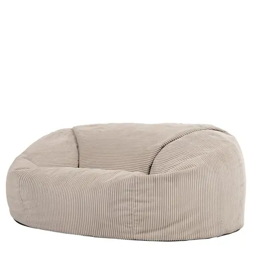 icon Sitzsack „Soul“, 160x140cm - Beiger XXL Sitzsack aus Cord, Made in Germany - Sitzsäcke für Erwachsene & Kinder, langlebig und bequem, ideal für entspanntes Sitzen und Relaxen in jedem Raum.