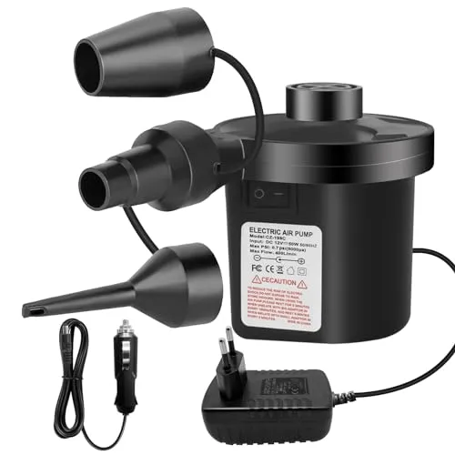 Jsdoin Elektrische Luftpumpe 2 in 1 für Luftmatratzen - Schnelle 2 in 1 elektrische Luftpumpe zum Aufblasen und Ablassen von Luftmatratzen und Schwimmspielzeugen. Mit 3 Düsen für vielseitige Nutzung und tragbarem Design – ideal für unterwegs!