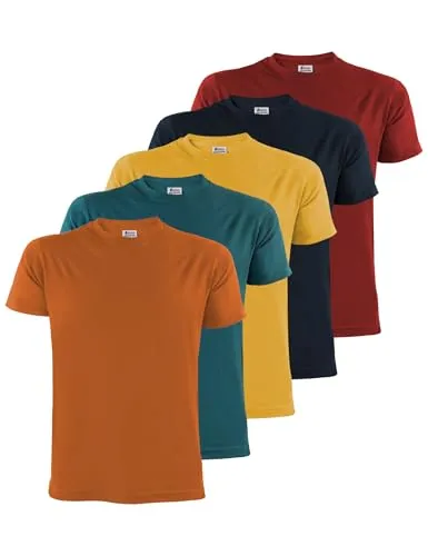 ALPIDEX Herren T-Shirts 5er Set Rundhals 100% Baumwolle Einfarbig Shirts Basic Shirt Kurzarm S M L XL XXL 3XL 4XL 5XL, Größe:L, Farbe:Desert