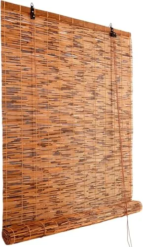 Bambus Rollo 100x170cm - Handgefertigter Sicht- und Sonnenschutz - Seitenzug- & Springrollos, aus hitzebeständigem Schilfrohr, ideal für Privatsphäre und Lichtregulierung in Wohnräumen und Gärten.