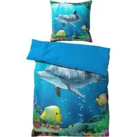 Sanilo Bettwäsche Delphin 135x200 cm - 2-teilig aus Baumwolle - Bettwäsche-Set aus 100% Baumwolle, maschinenwaschbar bis 60°C und ideal für Allergiker. Verleihen Sie Ihrem Schlafzimmer mit einem maritimen Design einen frischen Look!