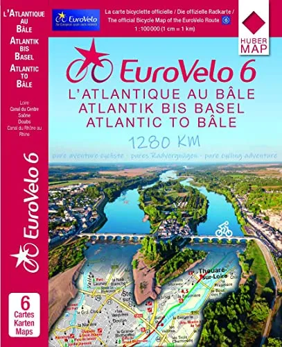 EuroVelo 6 (Atlantic - Basel) 1:100 000 - Fahrradkarten Set - Fahrradkarten Set mit 6 Karten im Maßstab 1:100.000, ideal für Radfahrer, die die Strecke vom Atlantik bis zum Rhein entdecken möchten.