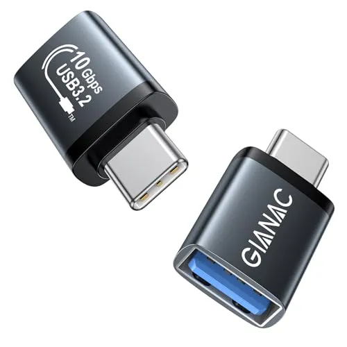 GIANAC Adapter USB C auf USB (2 Stück) 10Gbps Typ C Adapter auf USB 3.2 Buchse Handy-OTG-Adapter Thunderbolt 3 kompatibel mit iPhone16/15 Serie,MacBook Pro,Galaxy S24 und Andere Smartphone & Tablet