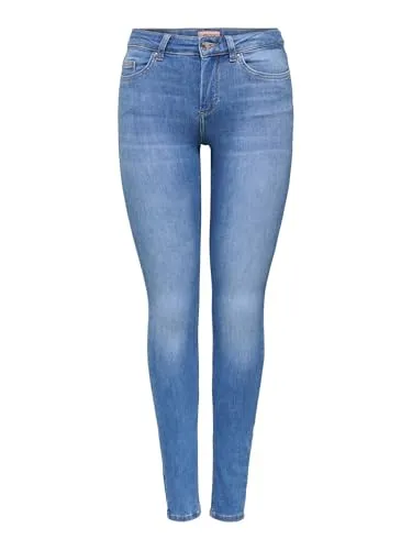 ONLY Damen Onlblush Life Mid Skinny Rea12187 Jeans, Medium Blue Denim - Stylische Skinny Fit Jeans für Damen, die sich perfekt anpassen und mit fünf Taschen sowie Gürtelschlaufen überzeugen. Ideal für vielseitige Outfits.