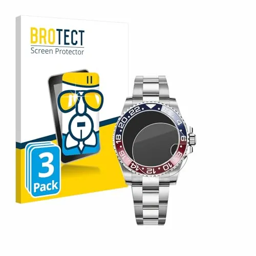 BROTECT Schutzglas für Rolex GMT-Master II (3 Stück) Schutzfolie Panzer Folie Glas [Extrem Kratzfest 9H, Anti-Fingerprint, Ultra-Transparent]