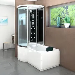 Kombination Badewanne Dusche K55-R31-EC Duschtempel 100x170 cm - Schwarz