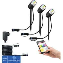 Paulmann Plug & Shine LED Spot Starterset RGBW IP44 3x4,5W 170 lm 3000-6500 K Pike anthrazit 230/24V 3 Stück - Kompatibel mit SMART HOME by hornbach - Grau