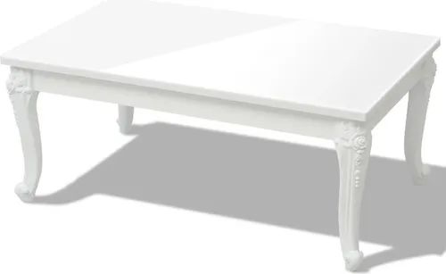 vidaXL Hochglanz-Weiß Couchtisch 100x60 cm - Eleganter Couchtisch in Hochglanz-Weiß, ideal für jedes Wohnzimmer. Pflegeleicht und einfach zu montieren, mit stabilen Kunststoffbeinen und klassischem Design.