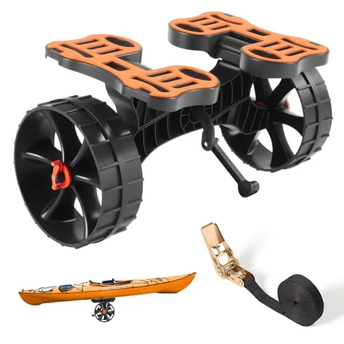 VEVOR Kajakwagen 136kg faltbar mit Gummireifen - Faltbarer Kanuwagen für bis zu 136 kg, ideal für den Transport von Kajaks und Booten. Kompakte Maße von 615 x 325 x 320 mm, leicht und robust für den täglichen Einsatz.