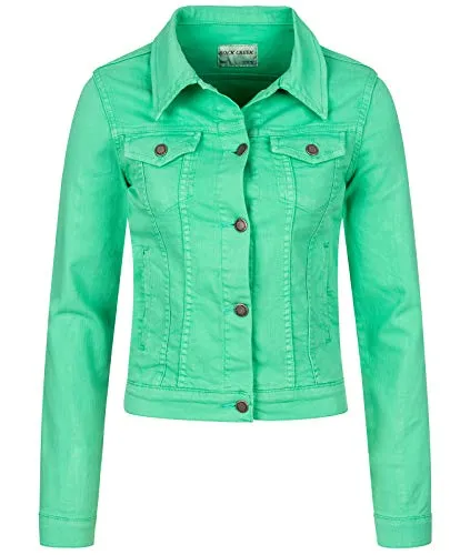 Rock Creek Damen Jeansjacke Regular Fit - Klassische Jeansjacke von Rock Creek mit geradem Schnitt, zwei Brusttaschen und spitzem Kragen. Ideal für lässige Outfits und vielseitige Kombinationen.