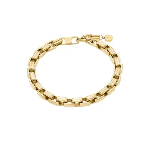 Fossil Raquel Damenarmband aus Edelstahl in Gold-Ton - Elegantes Damenarmband aus poliertem Edelstahl mit sicherem Karabinerverschluss. Ideal für stilvolle Akzente und vielseitige Kombinationen.